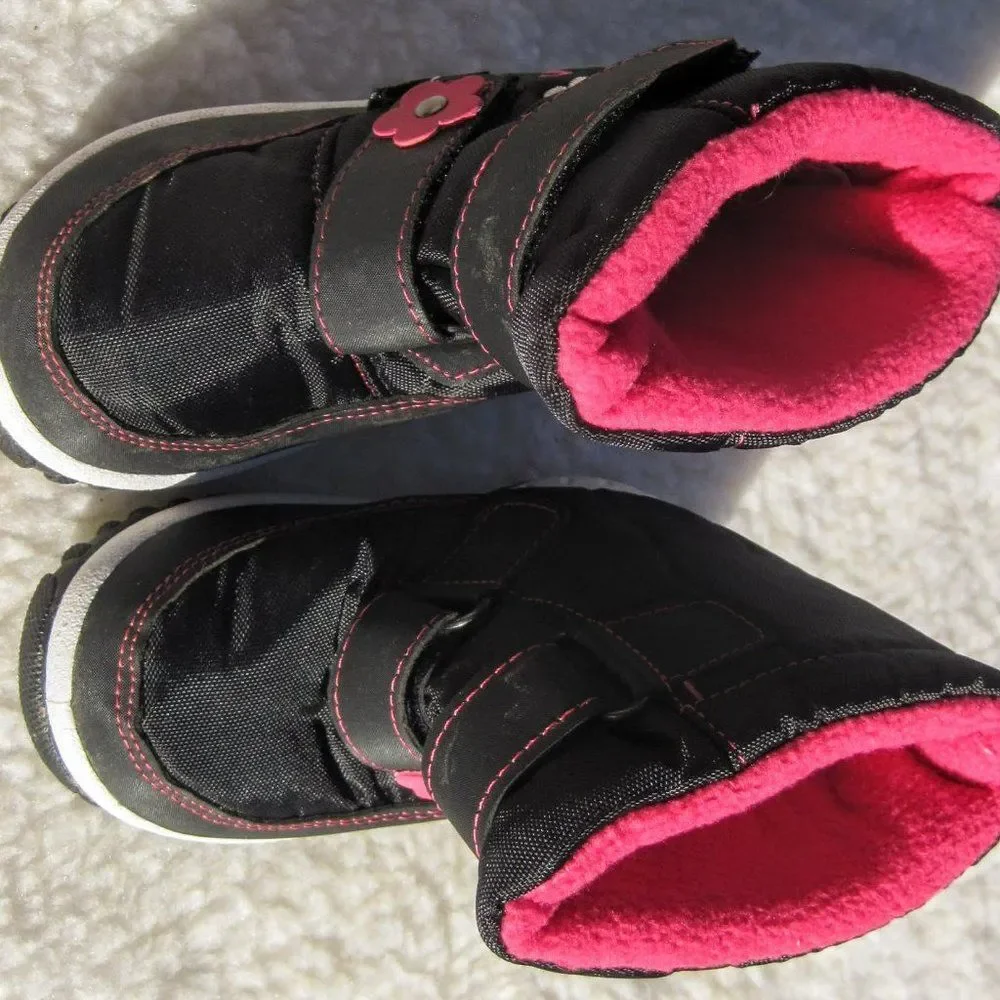 Fantiny Kids Black & Pink Winter Snow Boots (Girls) Sz US 7T/7.5T